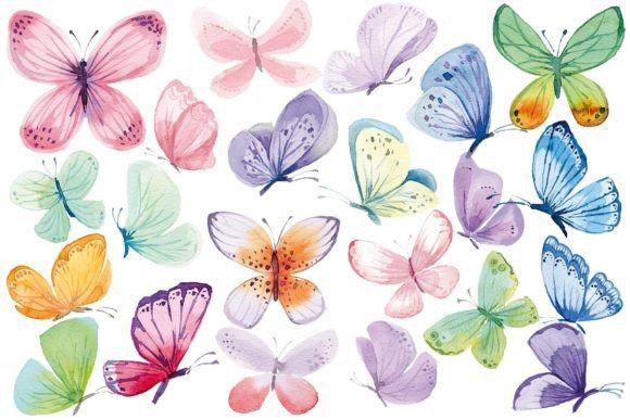 Colorful Butterflies Watercolor Clipart for Illustrations