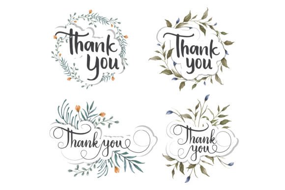 Floral Watercolor Thank You Script: Premium Illustrations