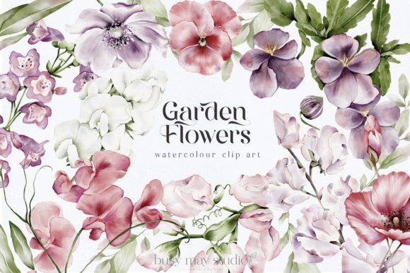 Garden Flowers Watercolour Clip Art PNG: A Designer's Review