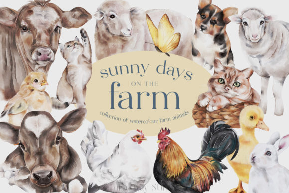 Review: Spring Farm Animals in Watercolor PNG for Stitching