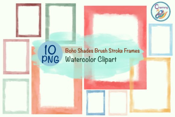 Review: Watercolor Frames Boho Brush Stroke Illustrations
