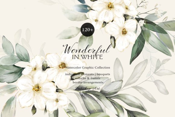 Review: Watercolor White Flowers Greenery Set for Embroidery