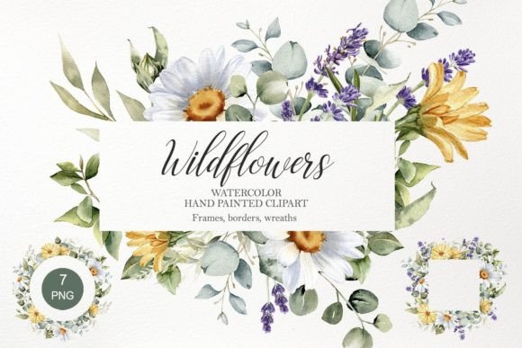 Review: Watercolor Wildflower Frame Clipart PNG for Embroidery