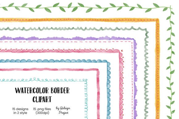 Reviewing 15 Doodle Watercolor Border Vol. 2 Illustrations