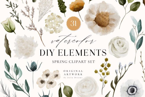 Spring Watercolor Flower Clipart: Fresh Illustrations