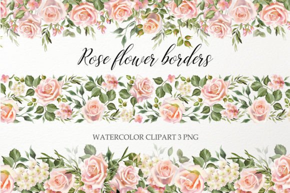 Watercolor Floral Seamless Border PNG for Illustrations
