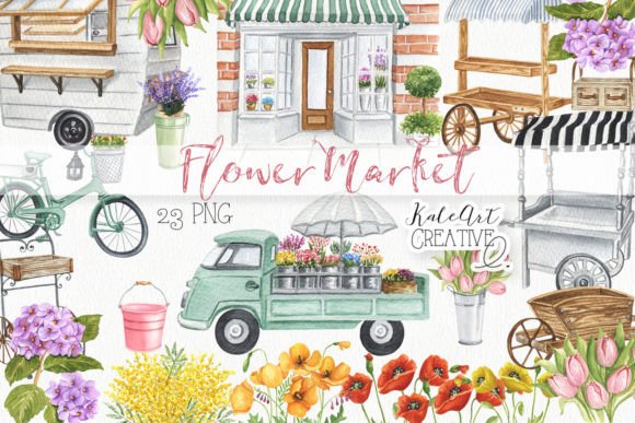 Watercolor Flower Market Clipart & Illustrations Review