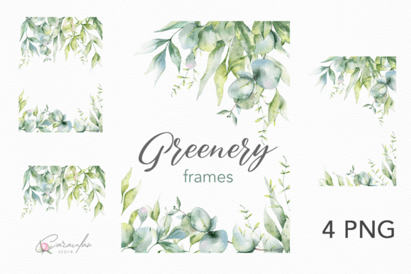 Watercolor Greenery Frames: Fresh Illustrations