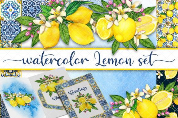 Watercolor Mediterranean Lemon Set: Fresh Illustrations