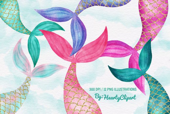 Watercolor Mermaid Tail Collection: Illustrations Review