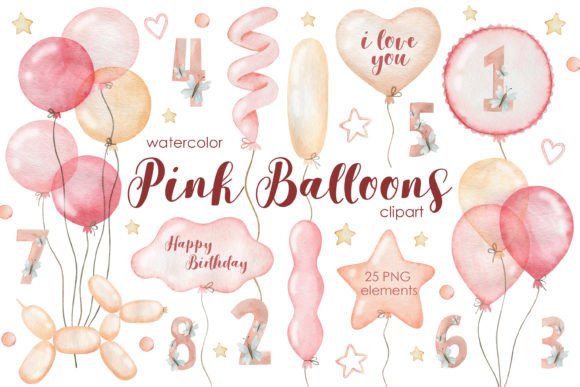 Watercolor Pink Balloons Clipart & Illustrations Review