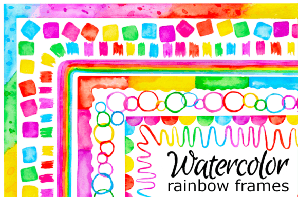 Watercolor Rainbow Frame Clipart: Review for Illustrations