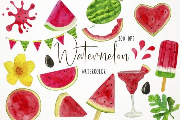 Watercolor Watermelon Clipart, Fruits Illustrations Review