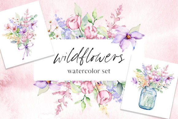 Wildflowers Watercolor Clipart Set: Fresh Illustrations